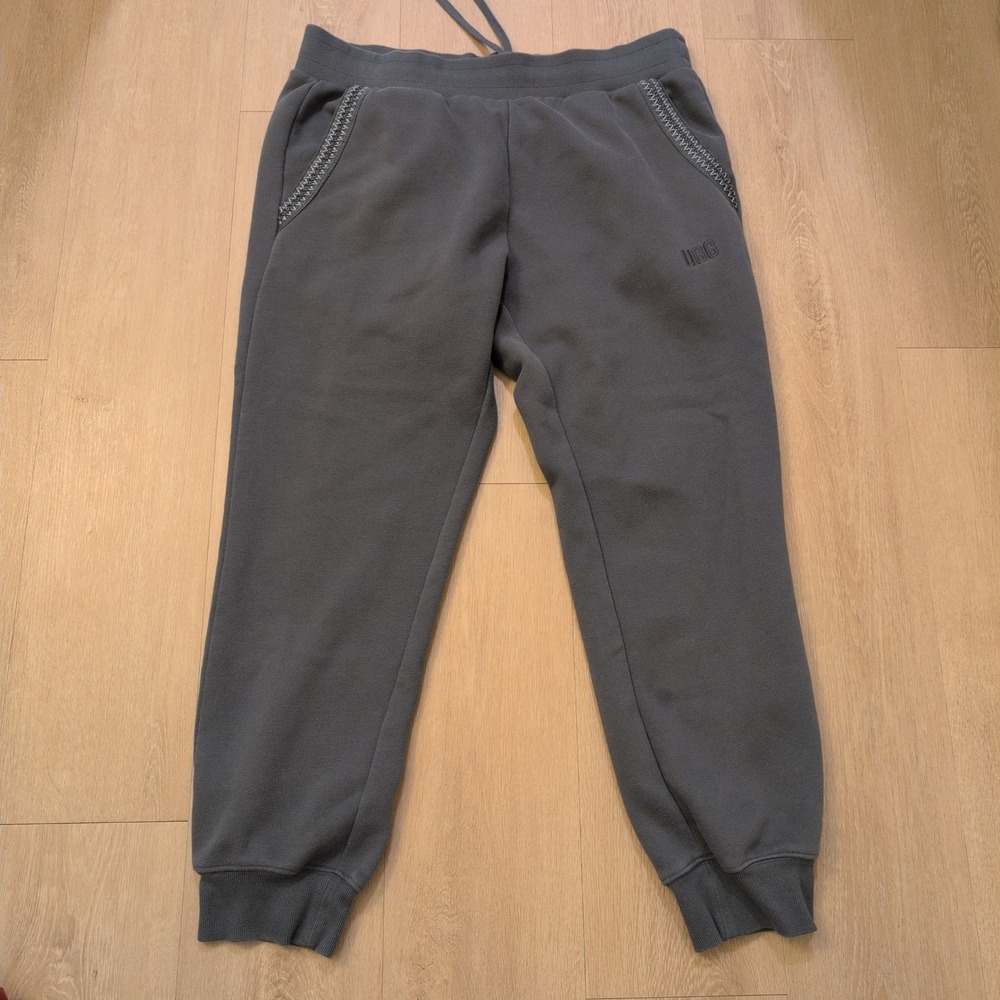 UGG Men's Large Grant Jogger Sweatpants Blue Grey Fleece Pants Pattern